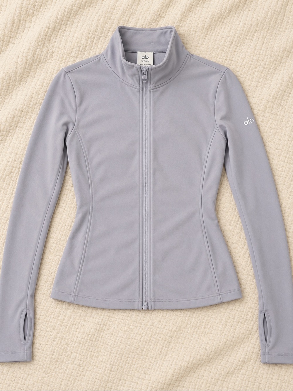 ALO Yoga Women's Pale Gray Full-Zip Performance Jacket